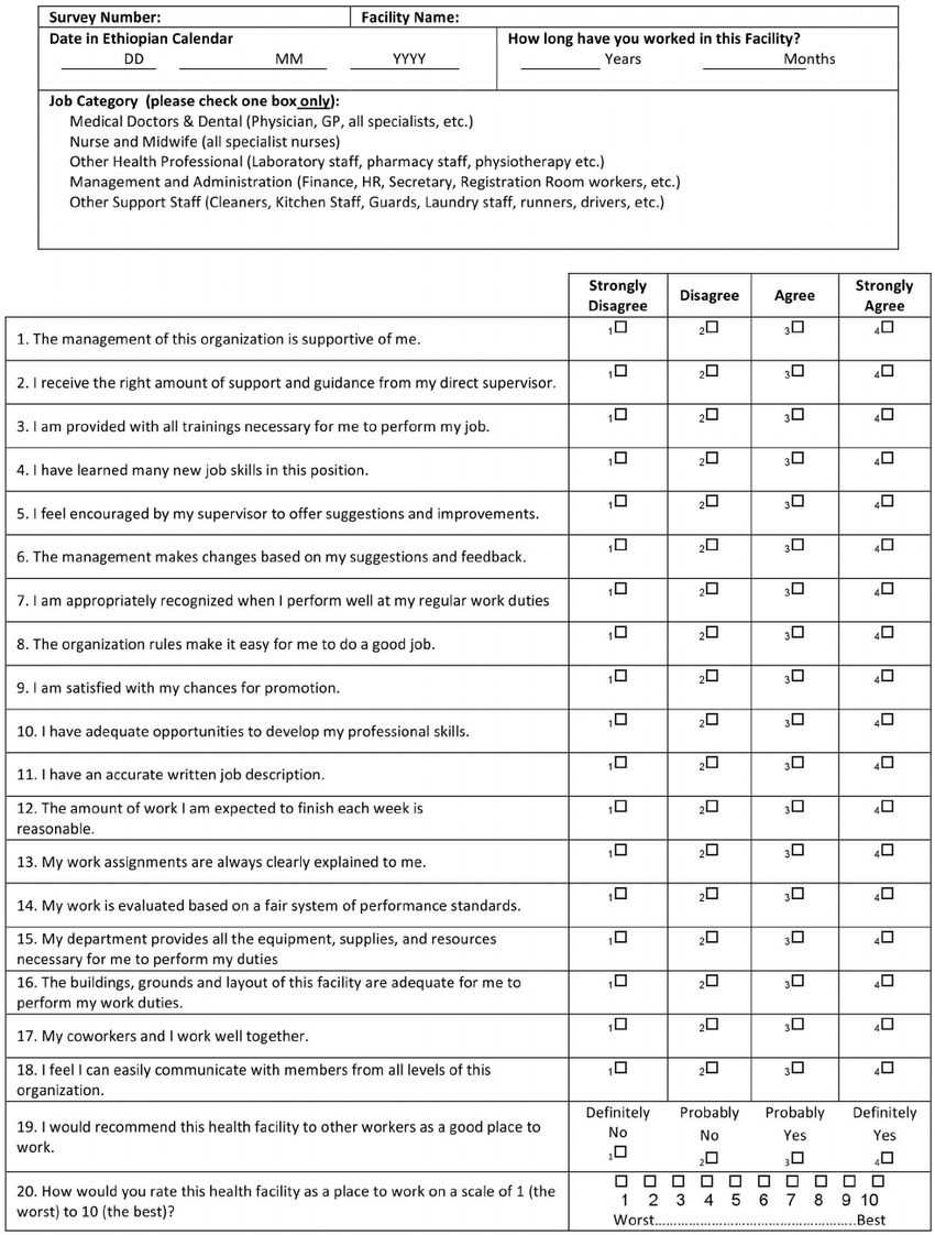 Satisfaction Of Employees In Health Care (Sehc) Survey With Regard To Employee Satisfaction Survey Template Word