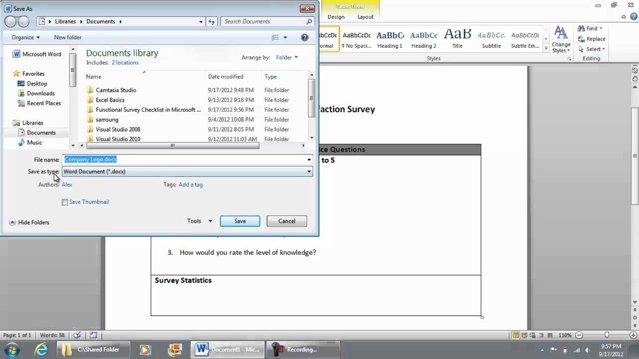 Save As Macro Enabled Document Docm Functional Checklist Survey In  Microsoft Word 2010 (Part 3 Of 9) Throughout Word Macro Enabled Template