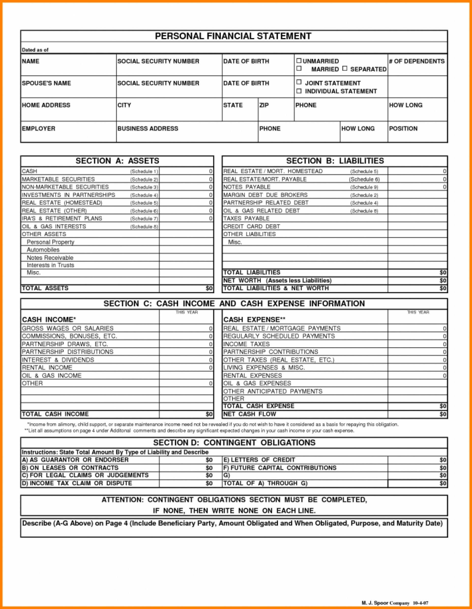 Sba Financial Statement Template Of 024 Template Ideas Within Blank Personal Financial Statement Template