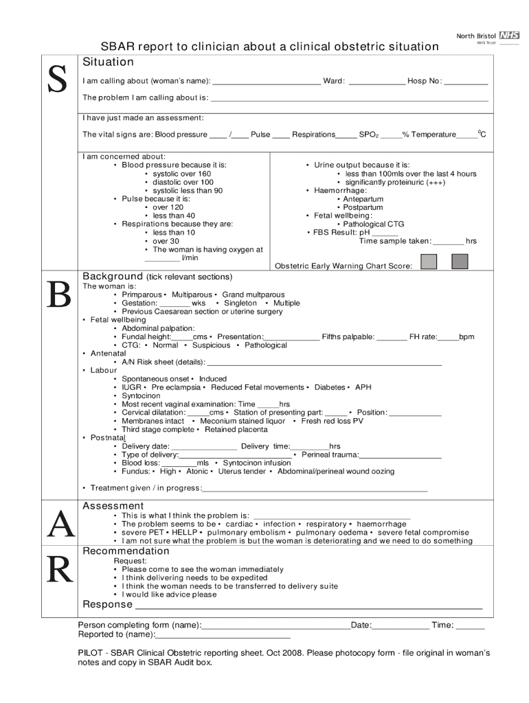 Sbar Template Word - Professional Template