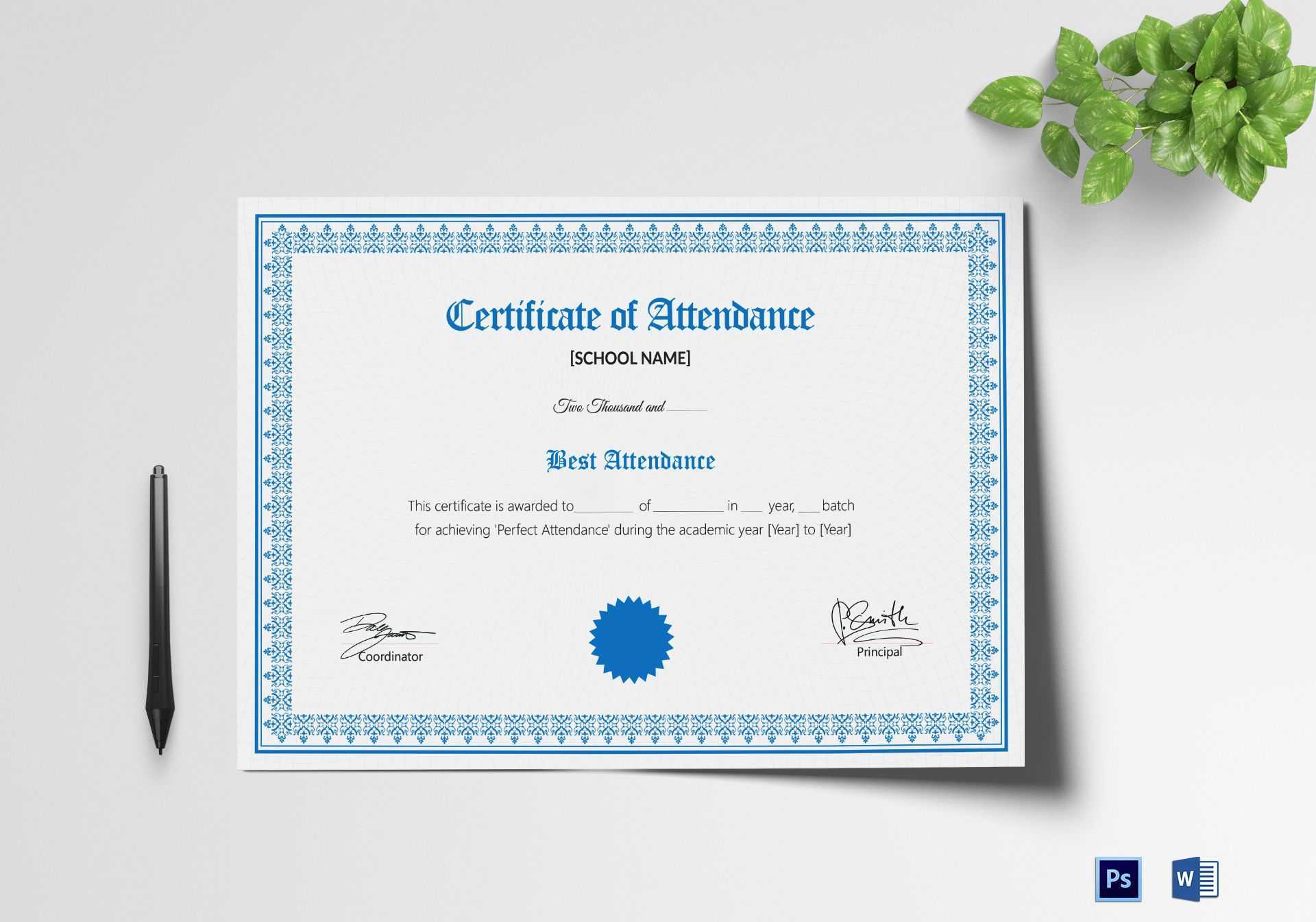 School Attendance Certificate Template With Regard To Mock Certificate Template