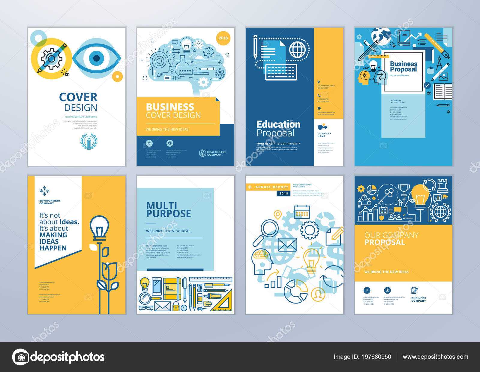 School Brochure Designs | Set Brochure Design Templates For School Brochure Design Templates