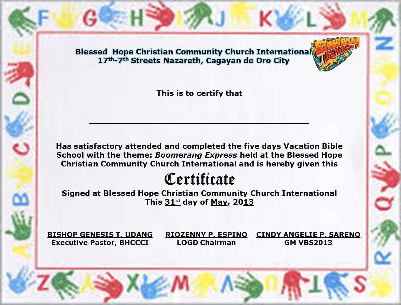 School Certificate Samples Sign In Sheets For Employees For Pertaining To Vbs Certificate Template