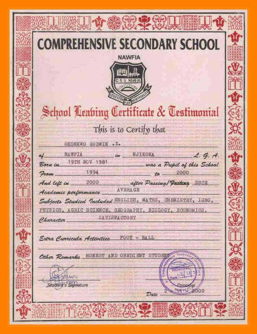 School Leaving Certificate Format.school Leaving Certificate Inside Leaving Certificate Template