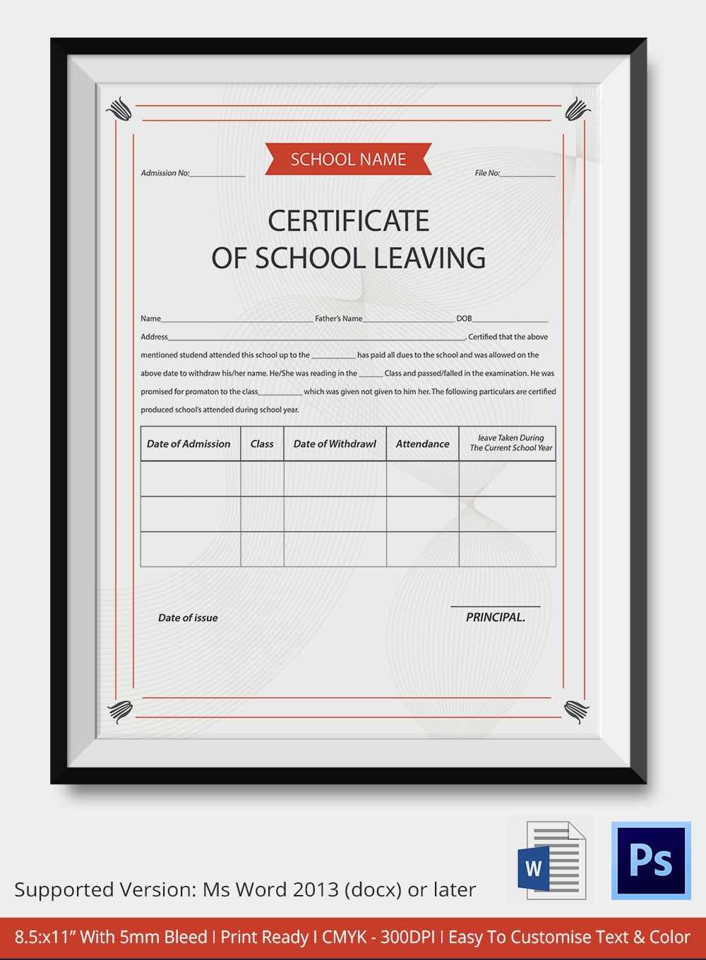 School Leaving Certificate Template | Certificate Templates Within School Leaving Certificate Template