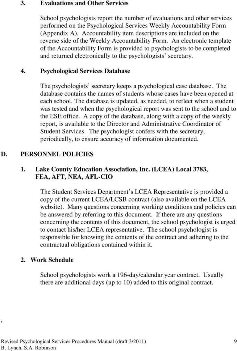 School Psychologist Handbook Pdf Within School Psychologist Report