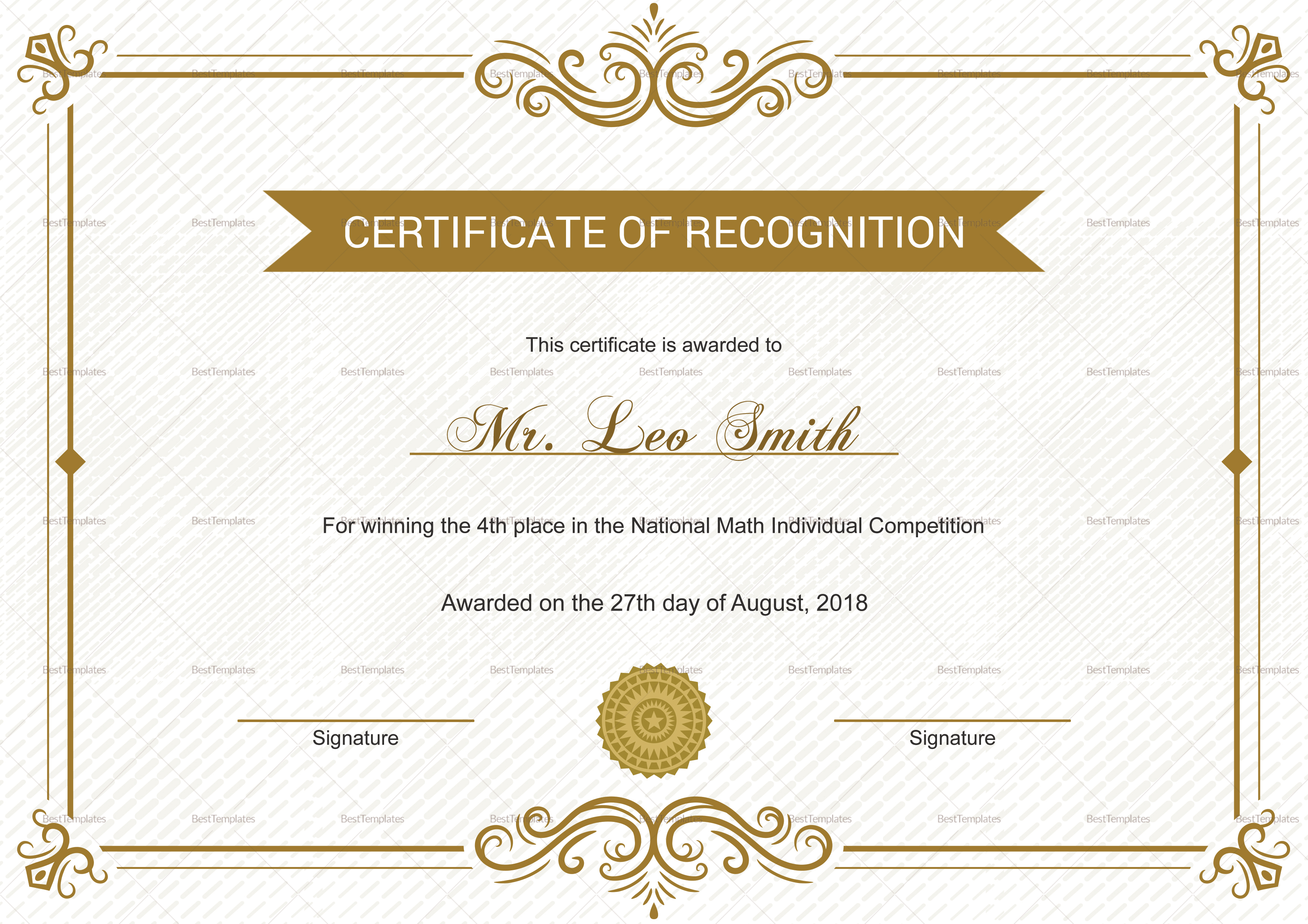 School Recognition Certificate Template In Certificate Templates For School