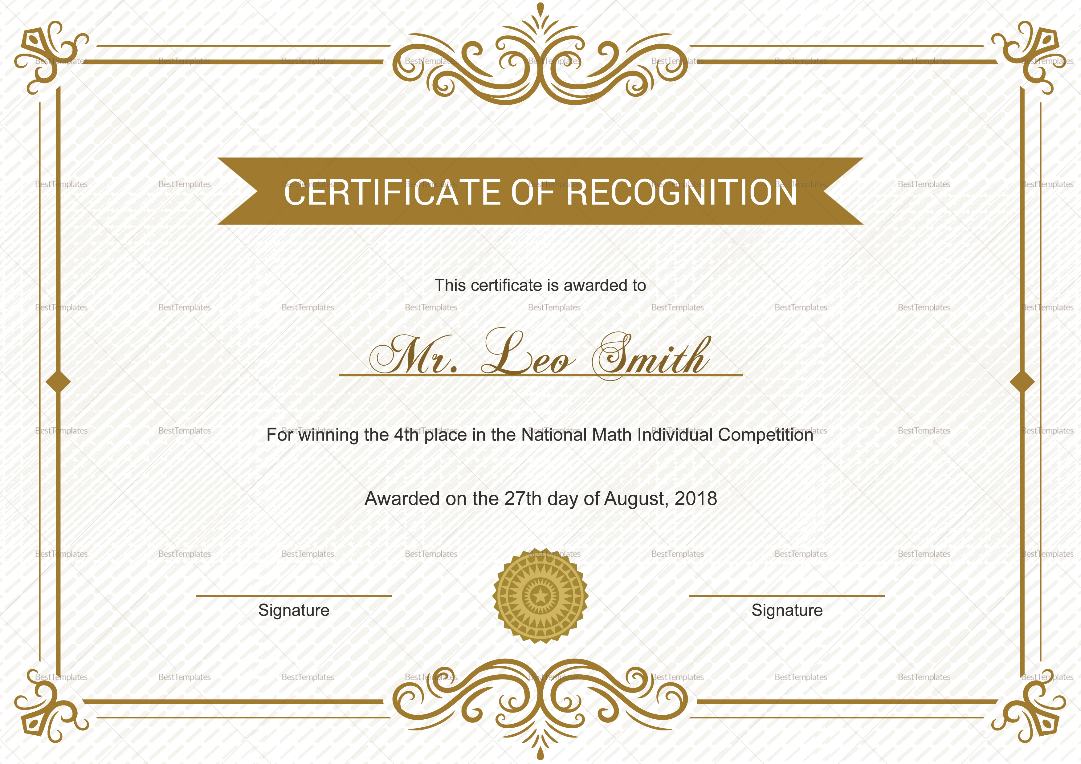 School Recognition Certificate Template In Certificate Templates For School