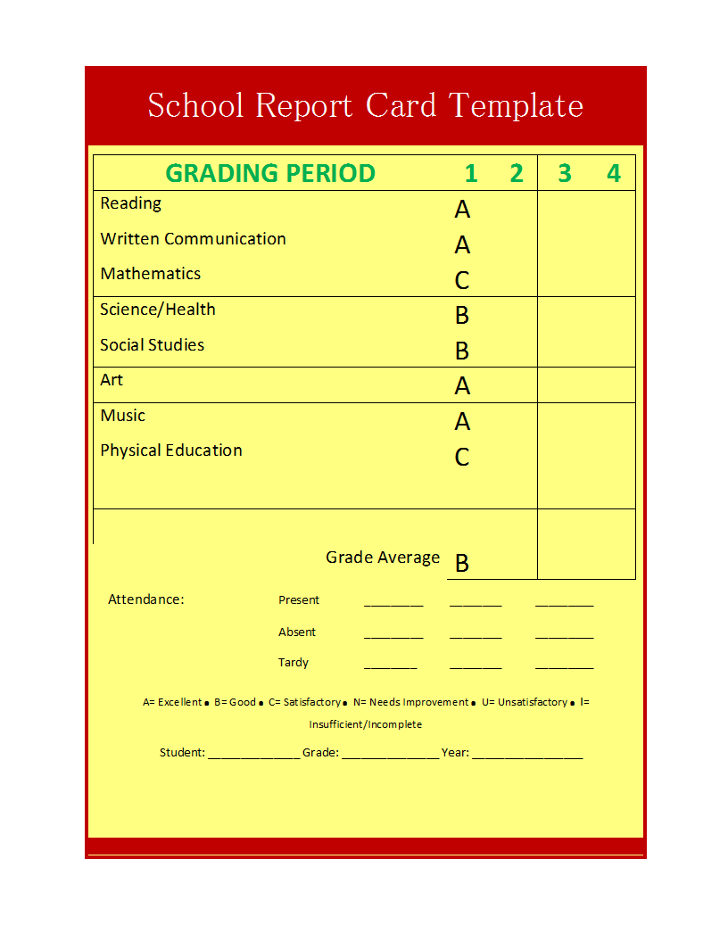 School Report Template With Good Report Templates