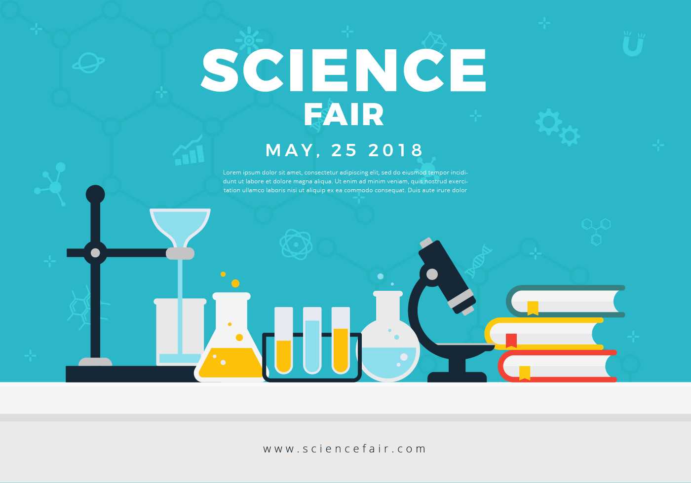 Science Fair Poster Banner – Download Free Vectors, Clipart Throughout Science Fair Banner Template