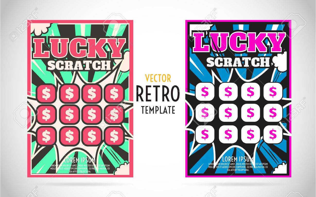 Scratch Off Lottery Card Or Ticket. Vector Color Design Template Throughout Scratch Off Card Templates