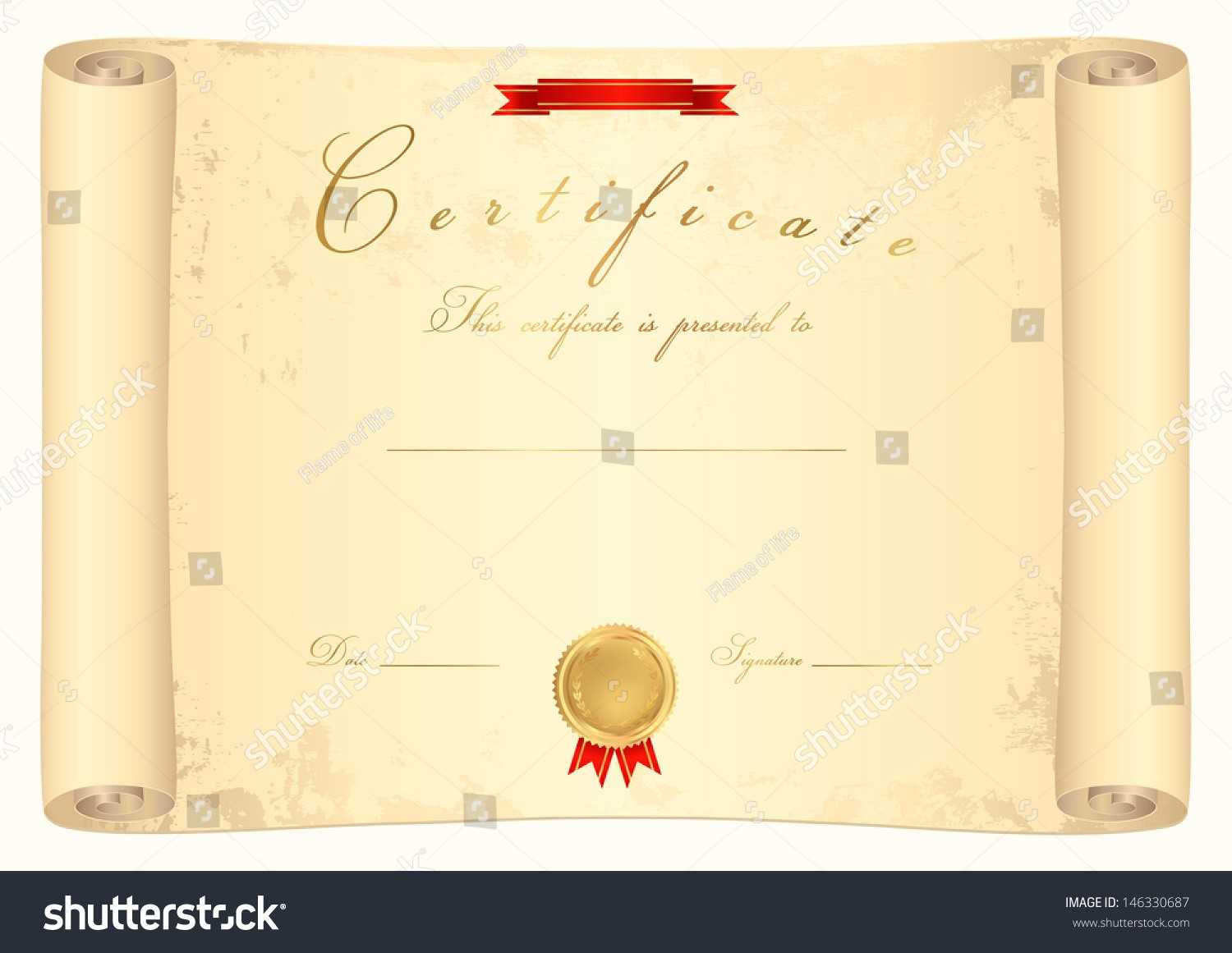 Scroll Certificate Completion Template Sample Background Throughout Scroll Certificate Templates
