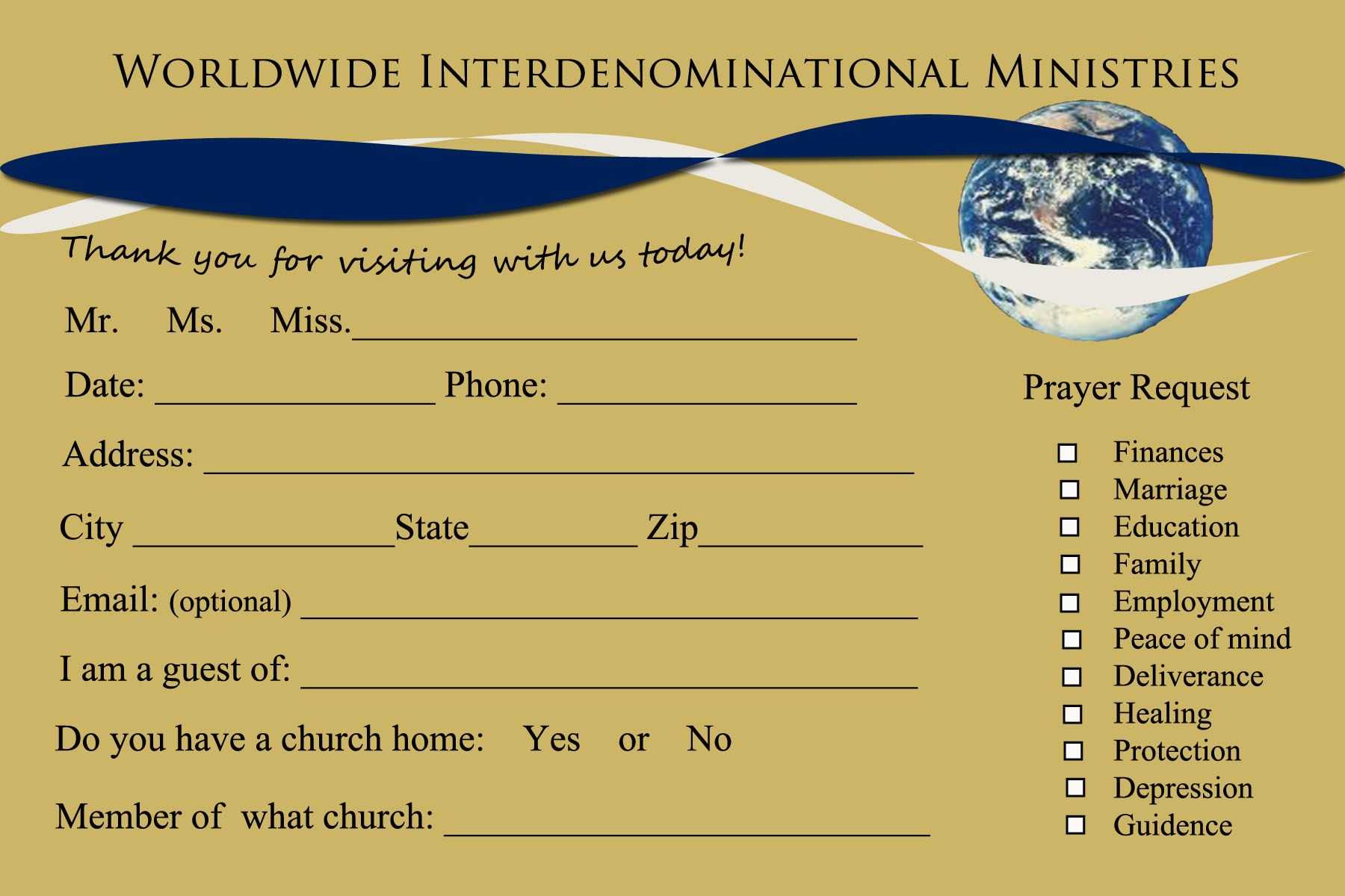 Send Your First Time Church Visitor A Followup Letter With Regard To Church Visitor Card Template