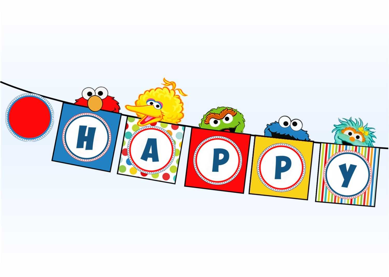 Sesame Street Banner – Elmo Cookie Monster Big Bird Oscar In Sesame Street Banner Template