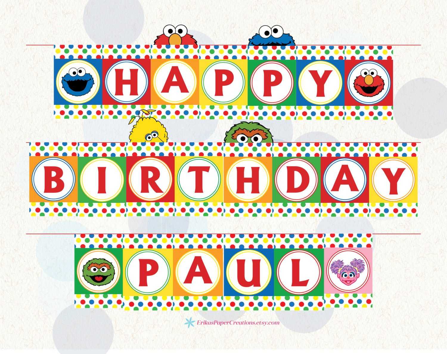 Sesame Street Printable Birthday Banner With Name Within Sesame Street Banner Template