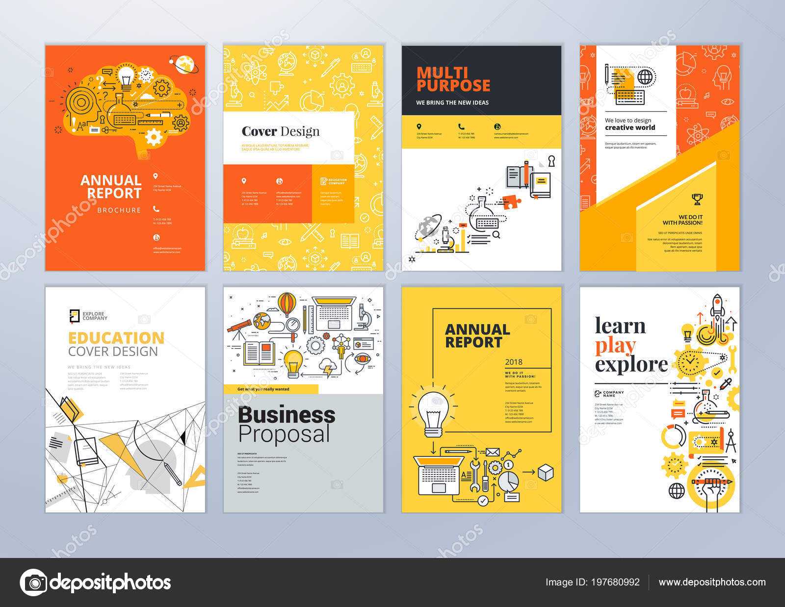 Set Brochure Design Templates Subject Education School Regarding School Brochure Design Templates