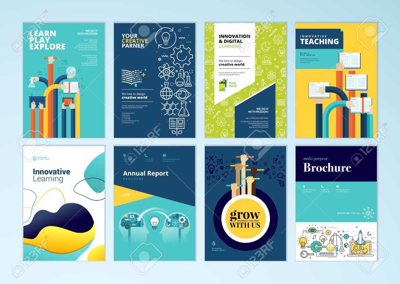 Set Of Brochure Design Templates On The Subject Of Education,.. Within School Brochure Design Templates