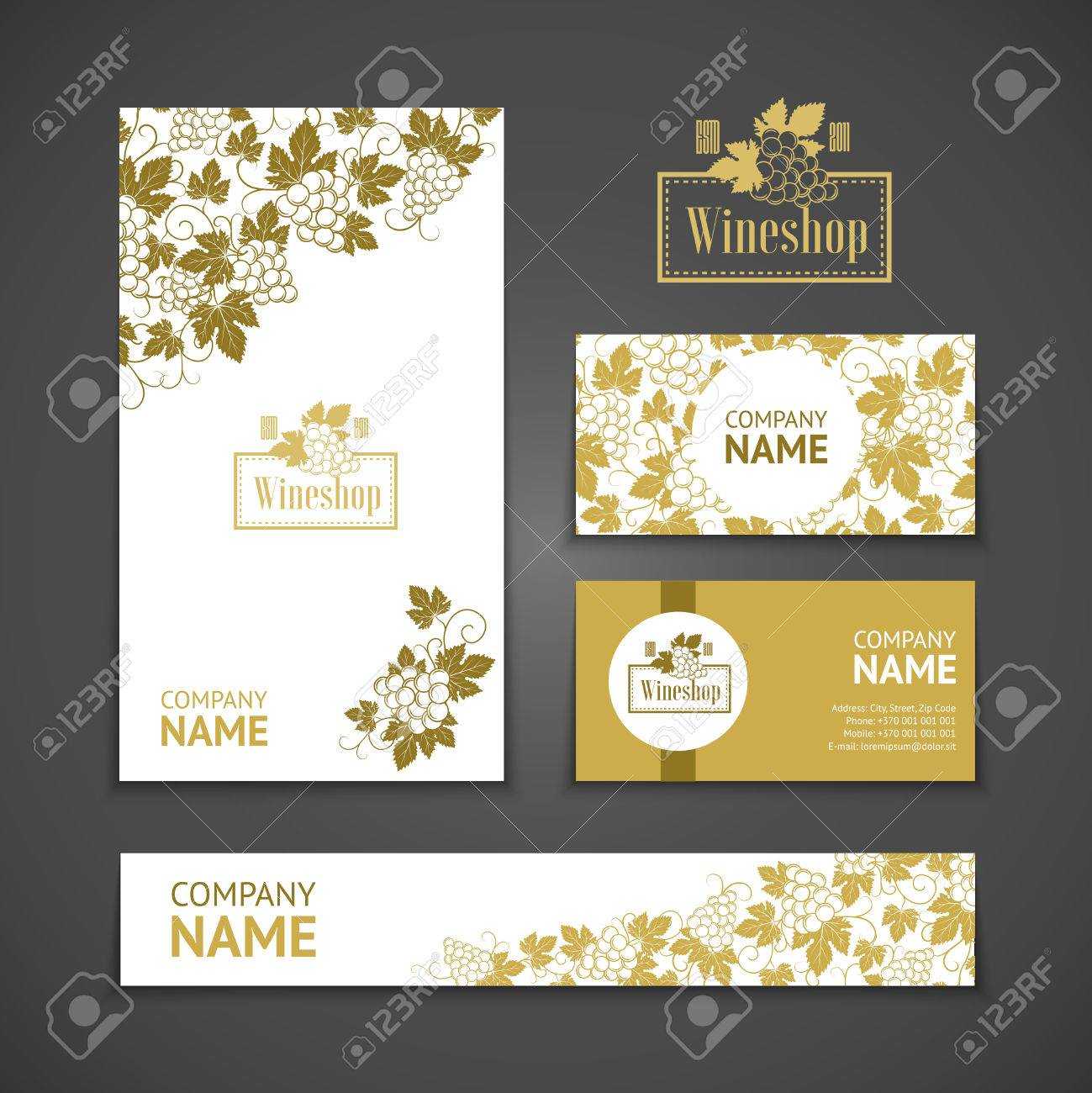 Set Of Business Cards. Templates For Wine Company For Company Business Cards Templates