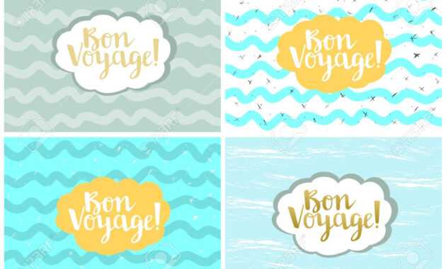 Set Of Four Cards, Vector Templates. Bon Voyage. with Bon Voyage Card Template