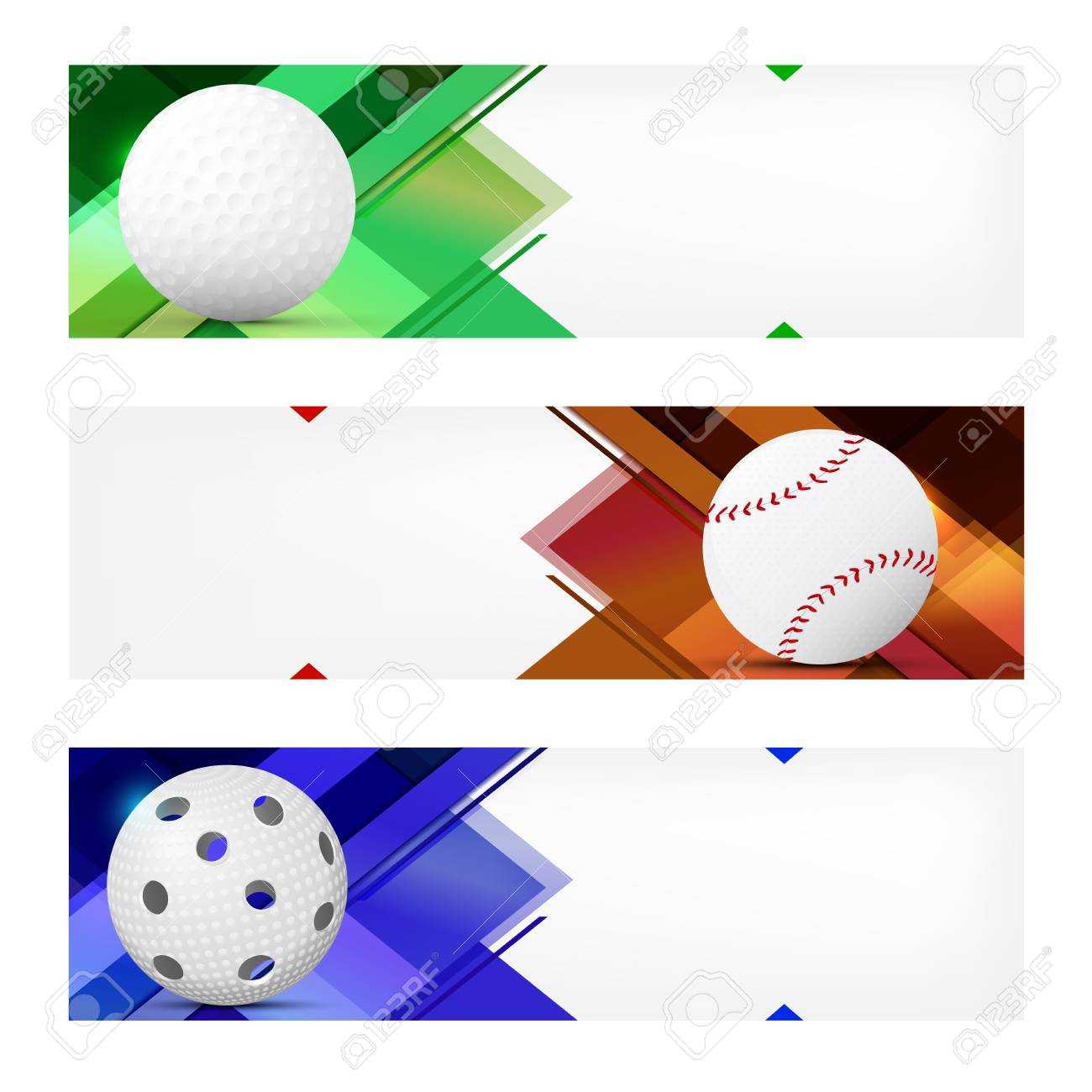 Set Of Sport Banner Templates With Ball And Sample Text In Separate.. For Sports Banner Templates