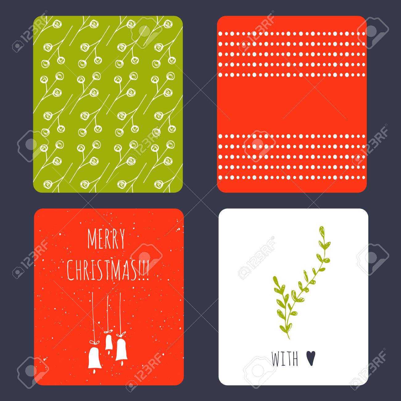 Set Of Winter Small Card Templates. Collection For Christmas Within Small Greeting Card Template