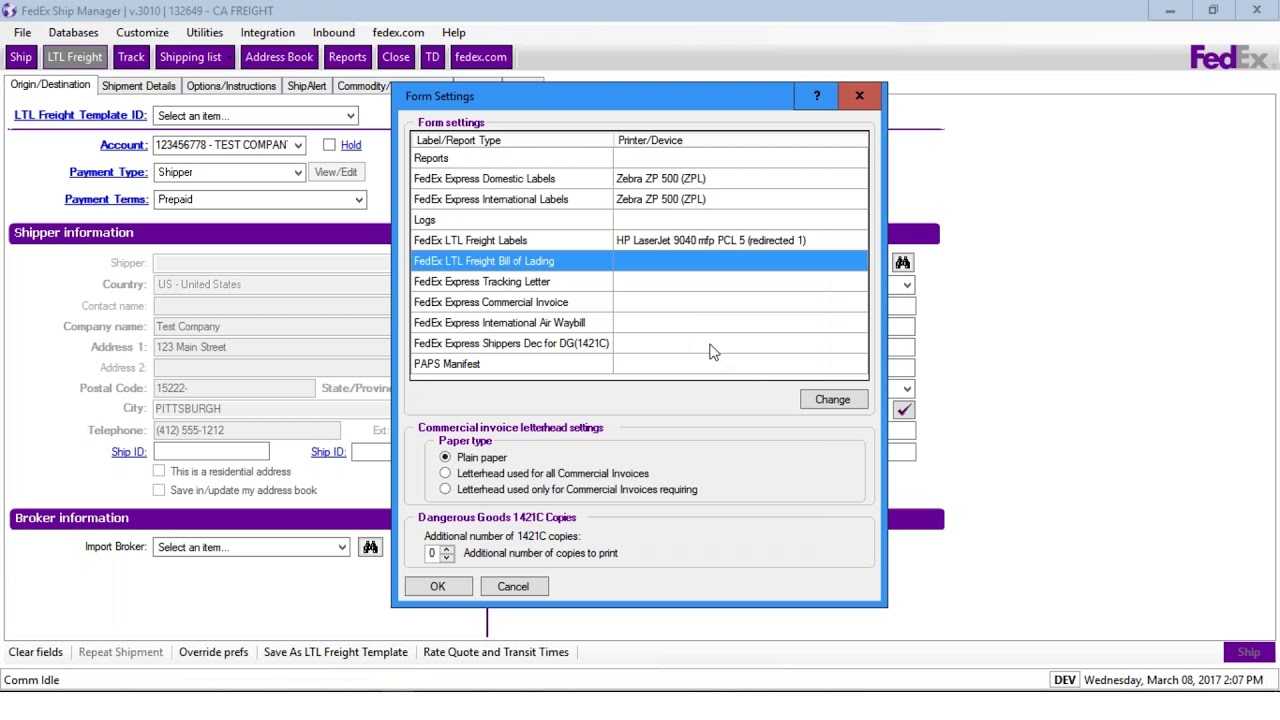 Set Up Your Printer With Fedex Ship Manager Software Inside Fedex Label Template Word