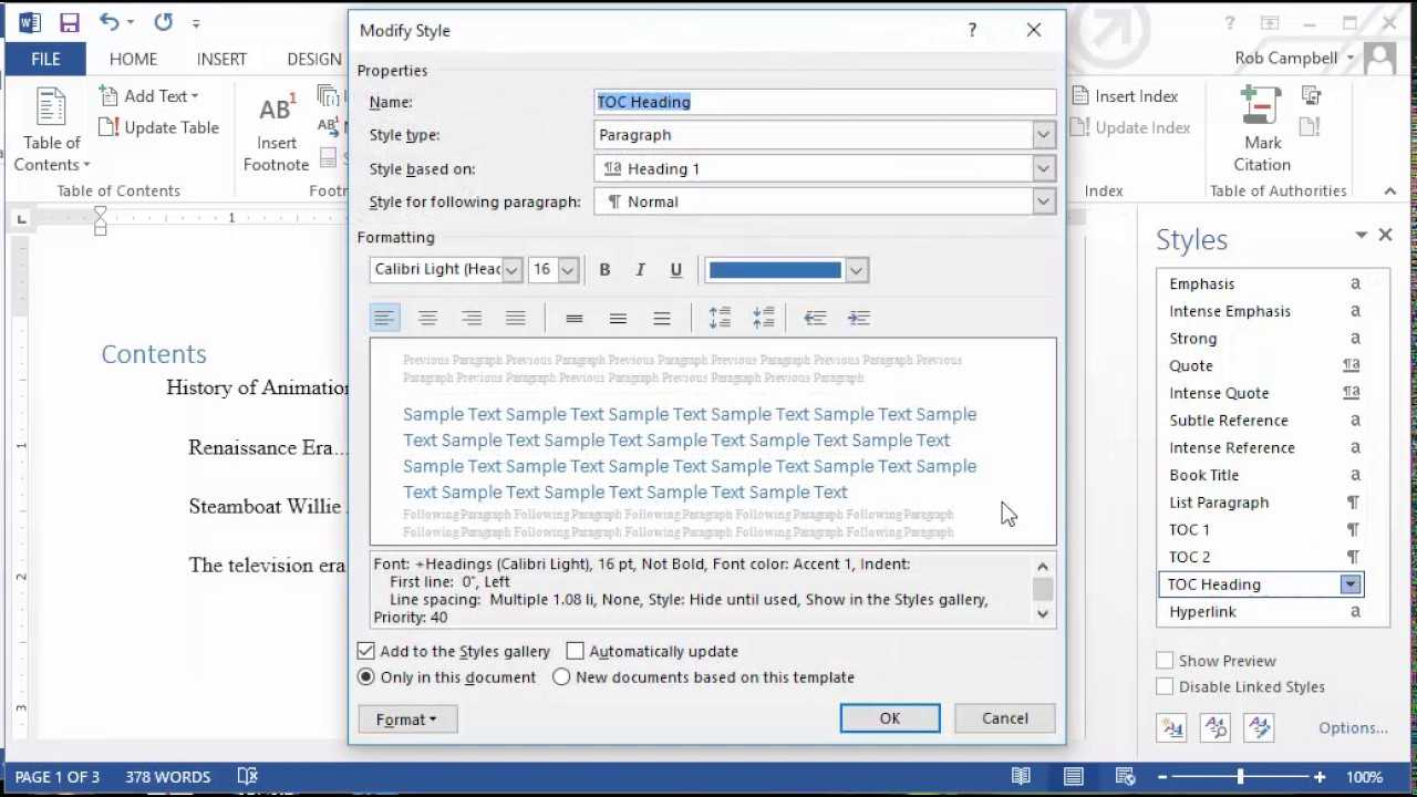 Setting Up Styles In Word To Create Apa Table Of Contents Pertaining To Apa Table Template Word