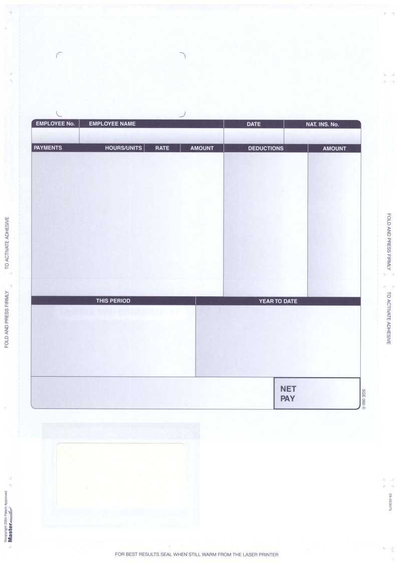 Sge060 – Compatible Self Seal Sage Payslips – No Tape Required Pertaining To Blank Payslip Template
