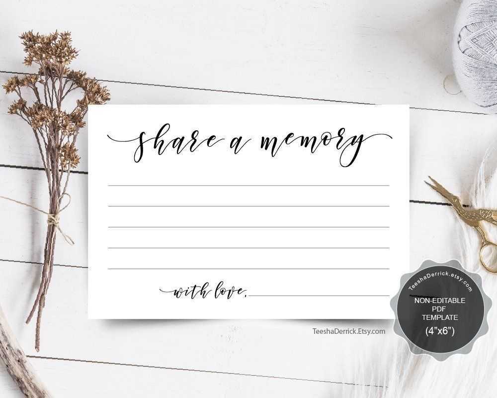 Share A Memory Card Template, Funeral Memory Card, Instant In In Memory Cards Templates