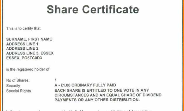 Share Certificate Template Companies House pertaining to Share Certificate Template Companies House