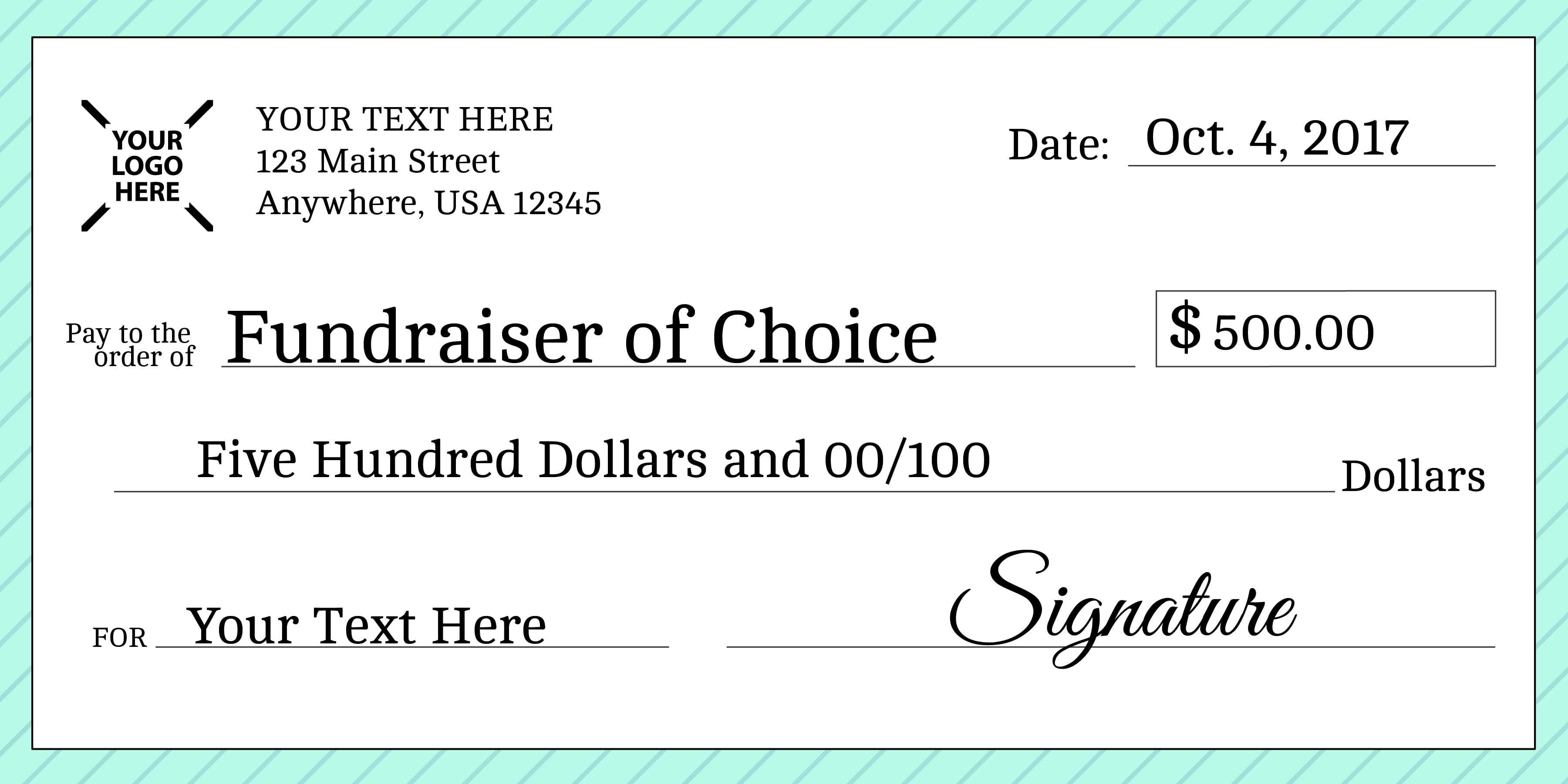 Signage 101 – Giant Check Uses And Templates | Signs Blog With Regard To Customizable Blank Check Template