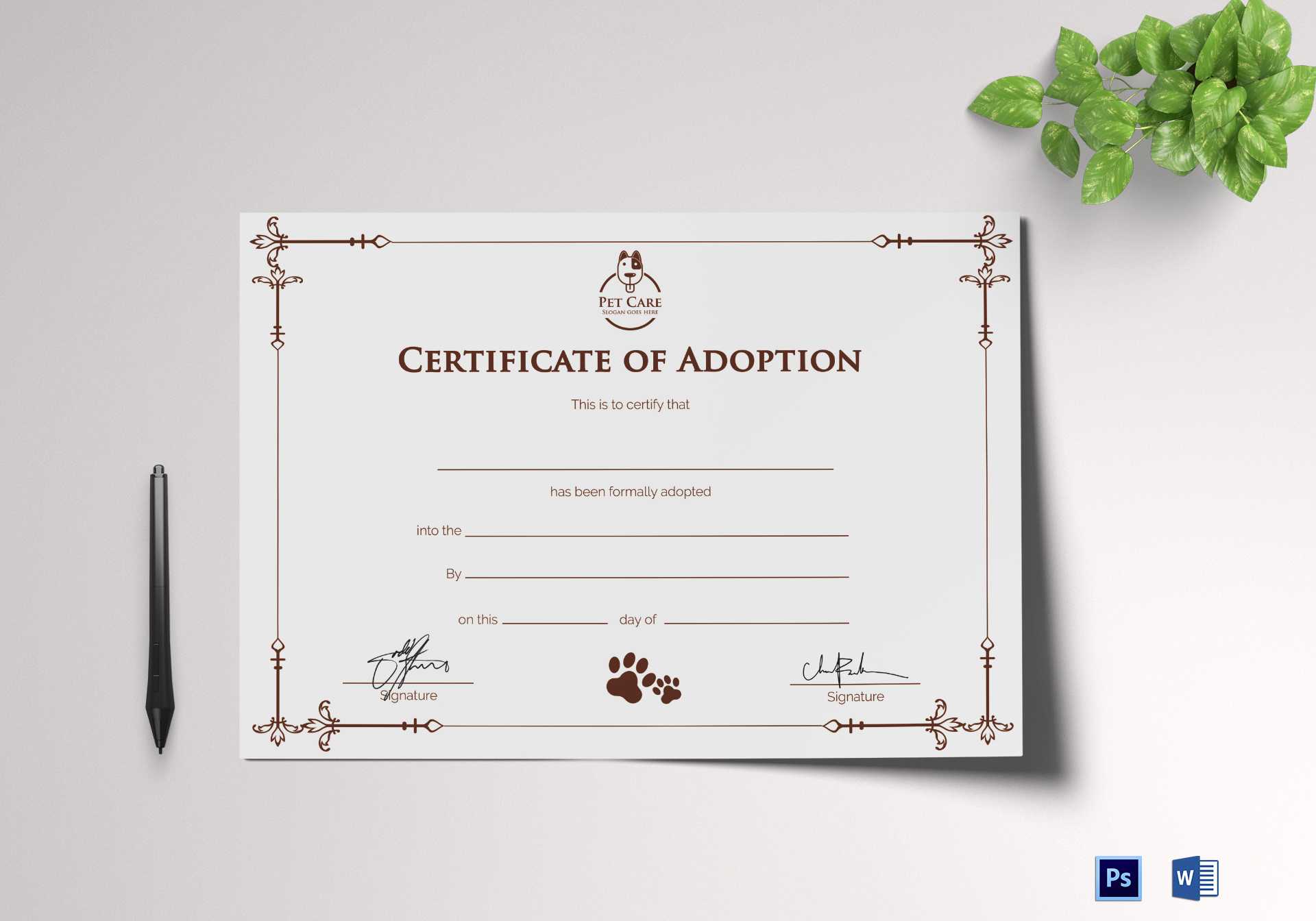 Simple Adoption Certificate Template Pertaining To Adoption Certificate Template