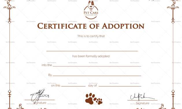 Simple Adoption Certificate Template pertaining to Blank ...