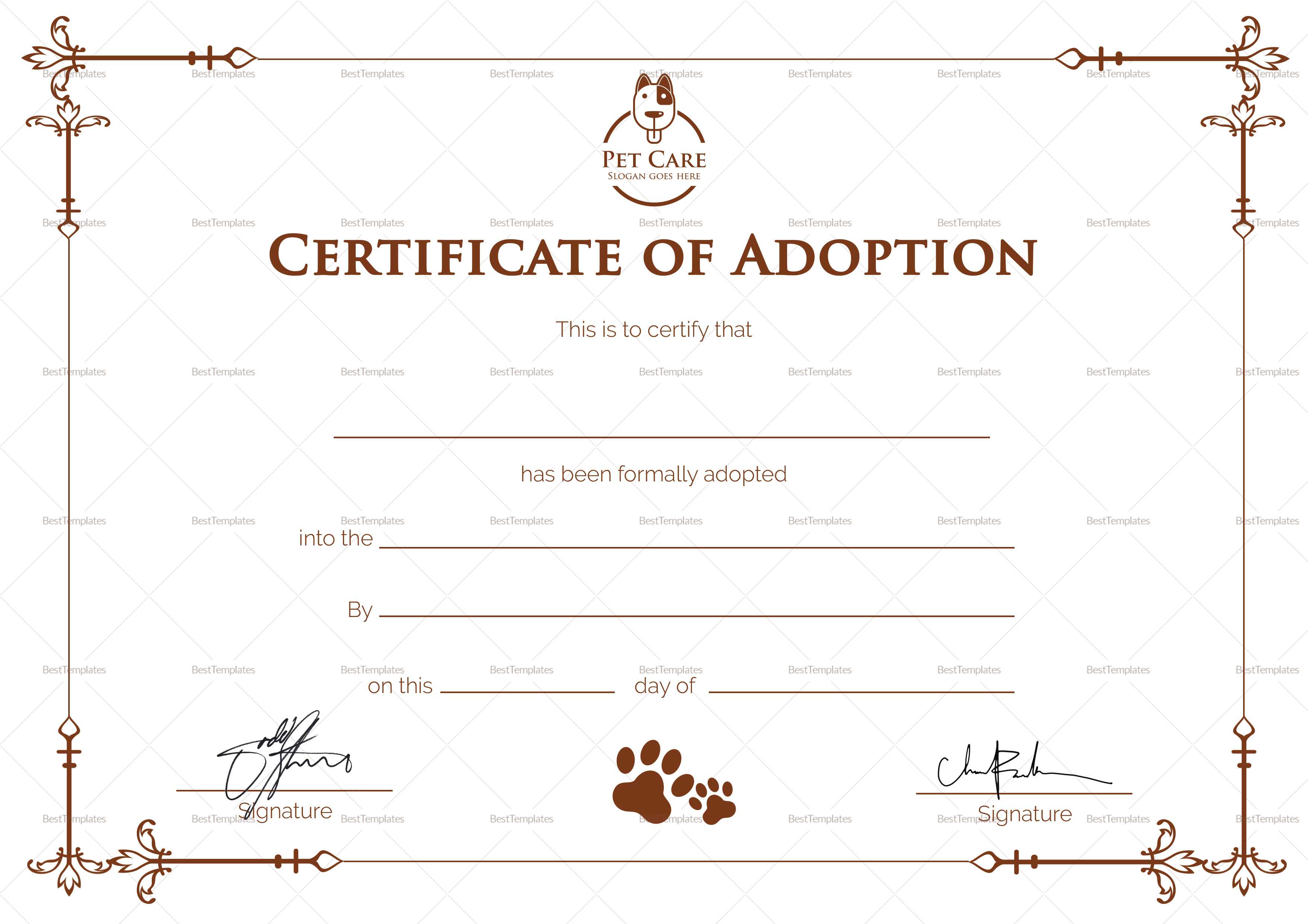 Simple Adoption Certificate Template Throughout Blank Inside Adoption Certificate Template