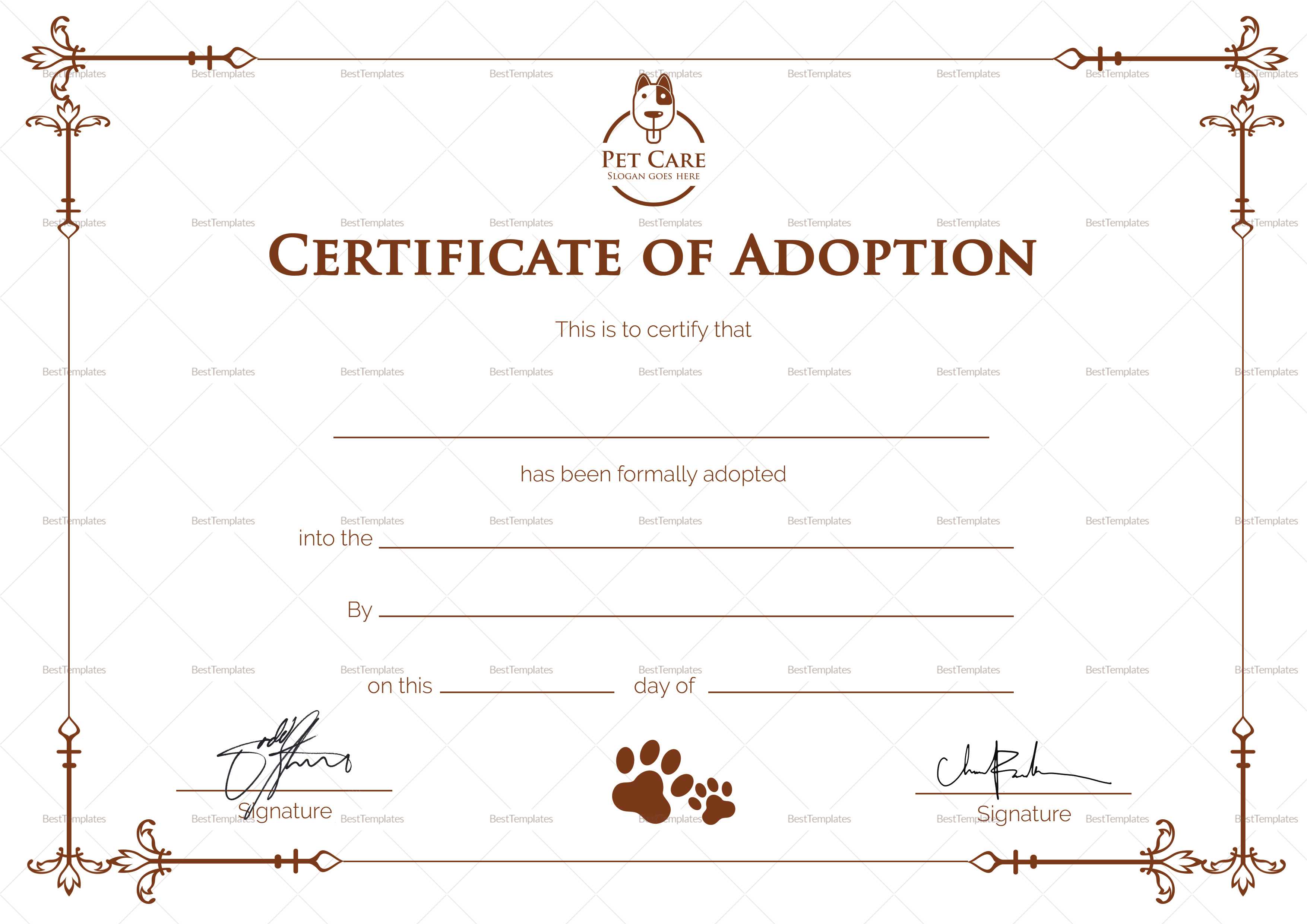 Simple Adoption Certificate Template Throughout Blank Inside Adoption Certificate Template