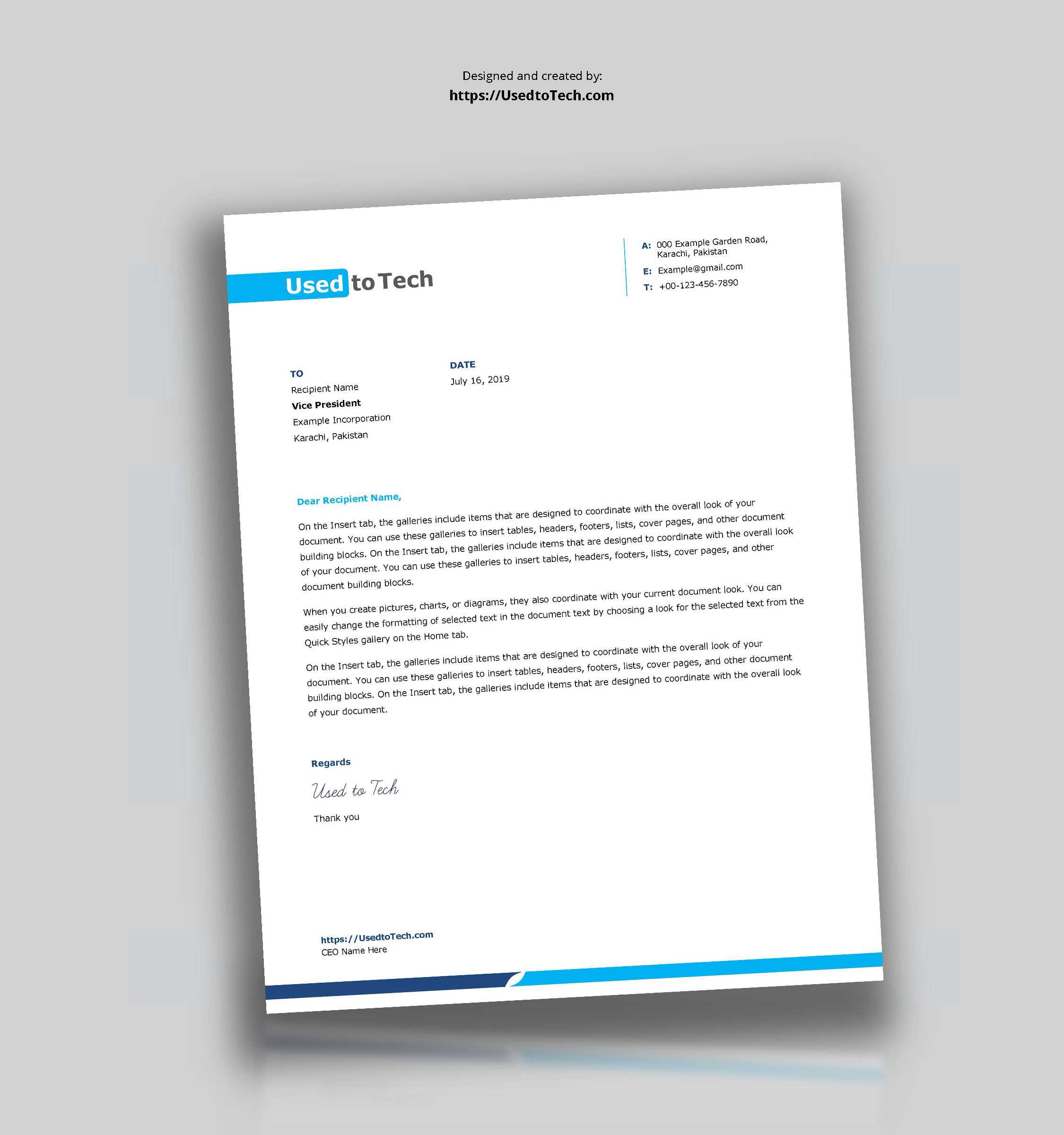 Simple And Clean Word Letterhead Template – Free – Used To Tech Regarding Word Stationery Template Free