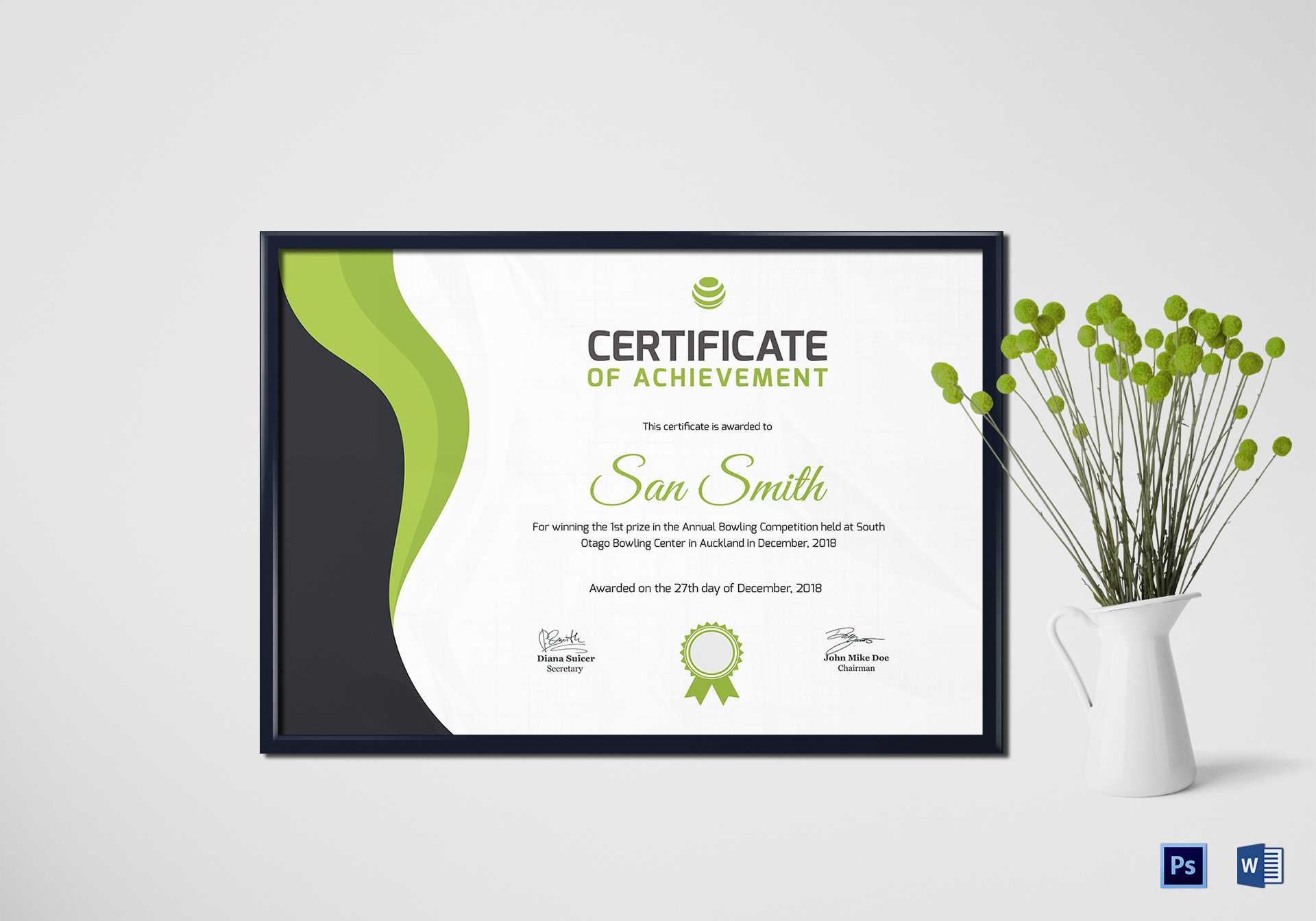 Simple Bowling Award Certificate Template Throughout Award Certificate Design Template