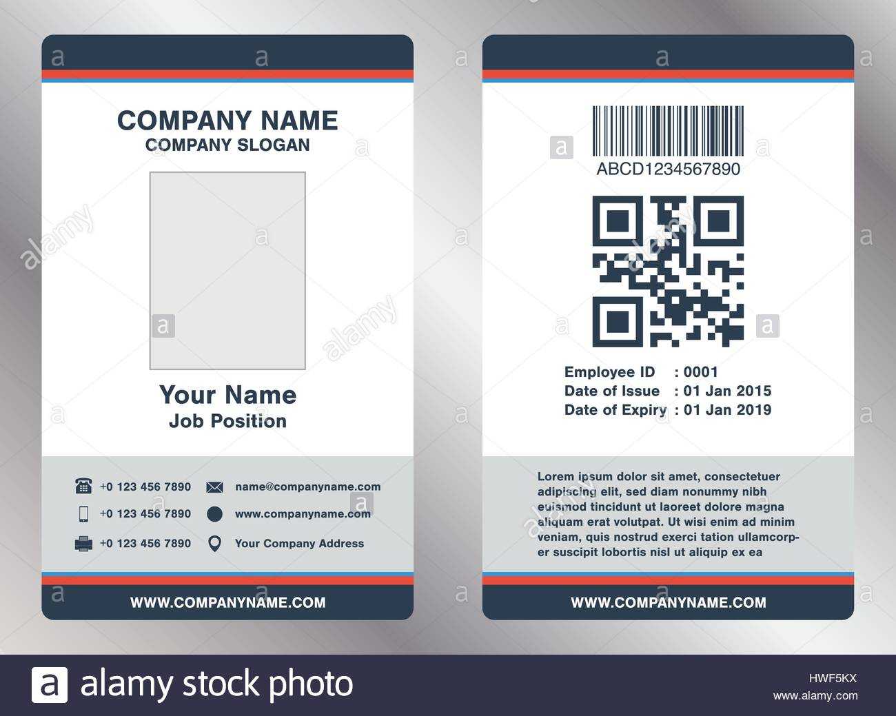 Simple Employee Business Name Card Template Vector Stock For Pvc Id Card Template