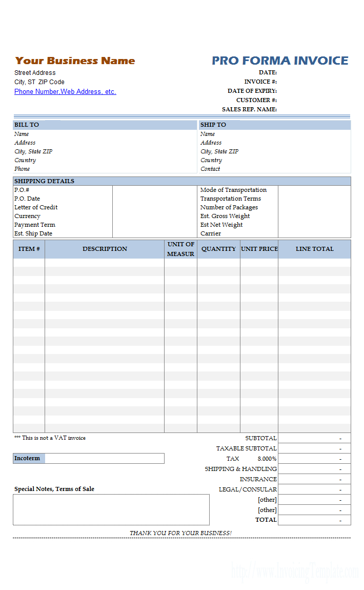 Simple Proforma Invoicing Sample Pertaining To Free Proforma Invoice Template Word