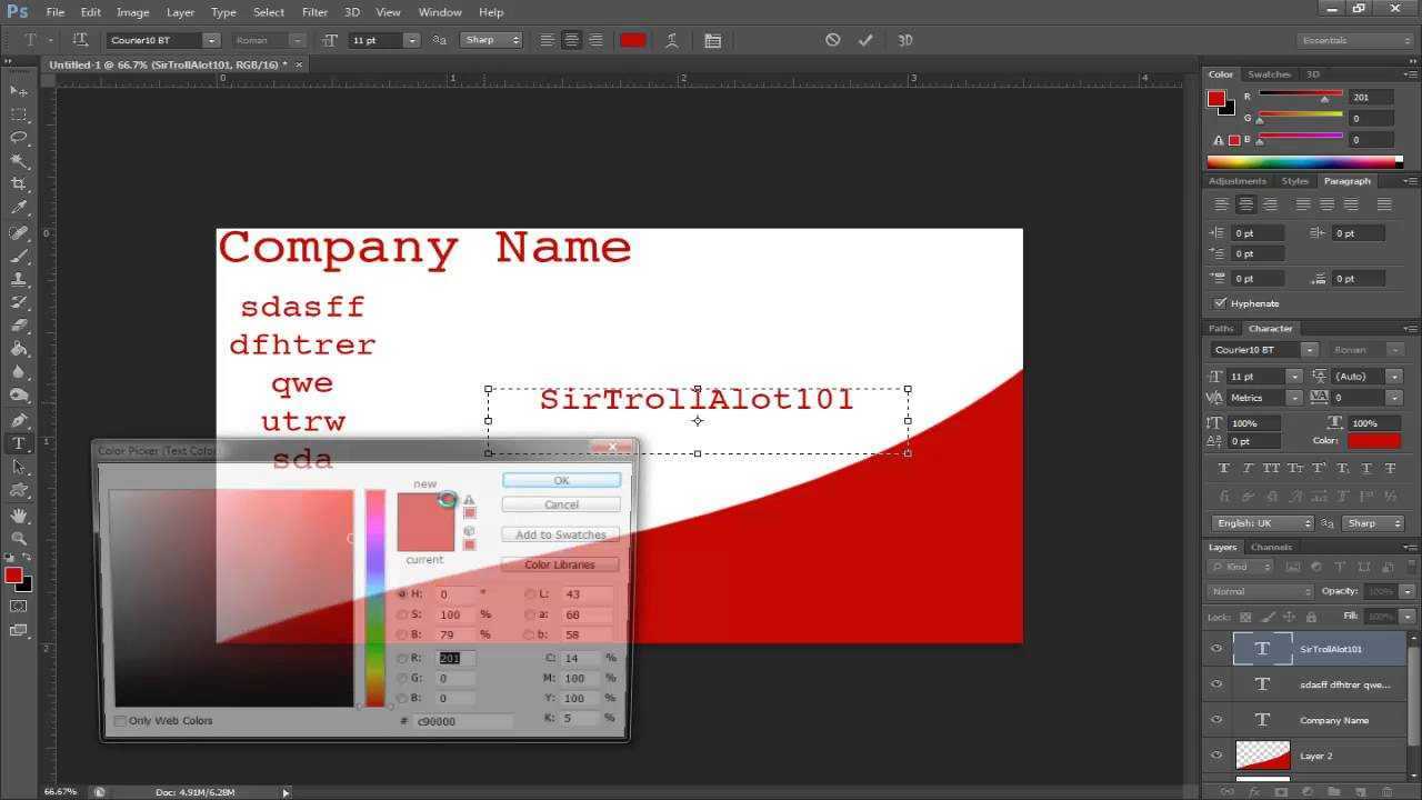 Simple Tutorials – Photoshop Cs6 – Making A Buisness Card Regarding Photoshop Cs6 Business Card Template