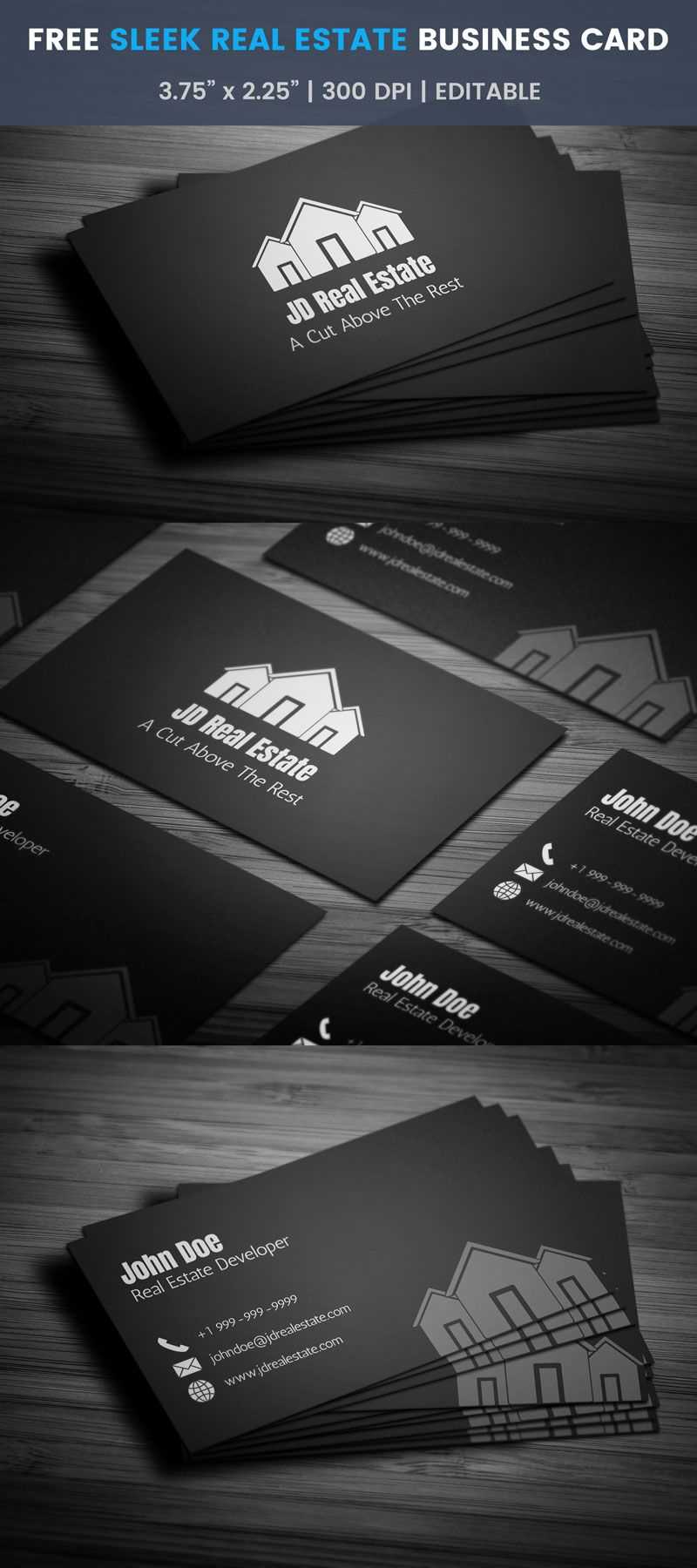 Sleek Real Estate Business Card – Full Preview | Free Regarding Real Estate Business Cards Templates Free