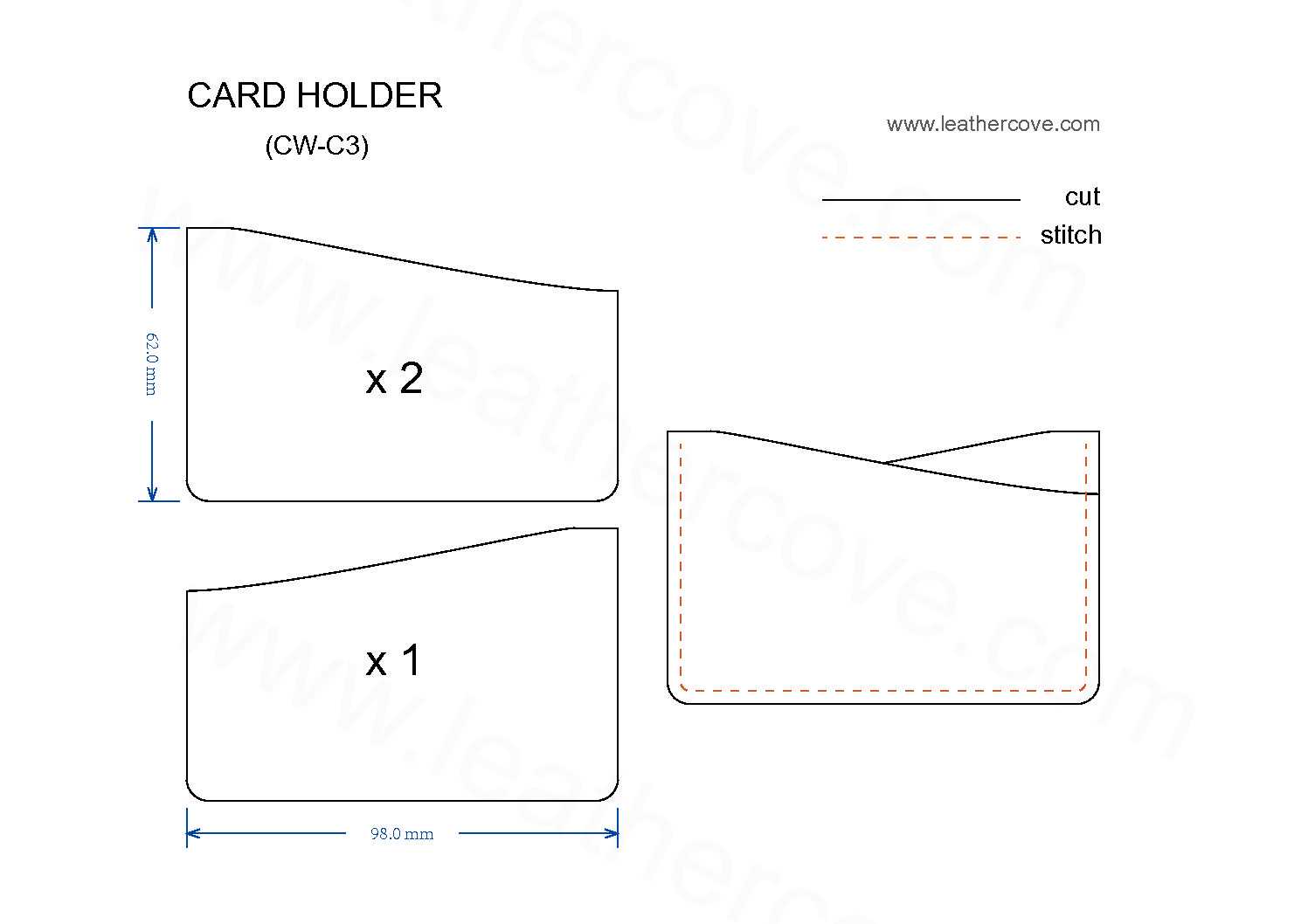 Slim Card Holder Pattern – Pdf – Leathercove Regarding Card Stand Template