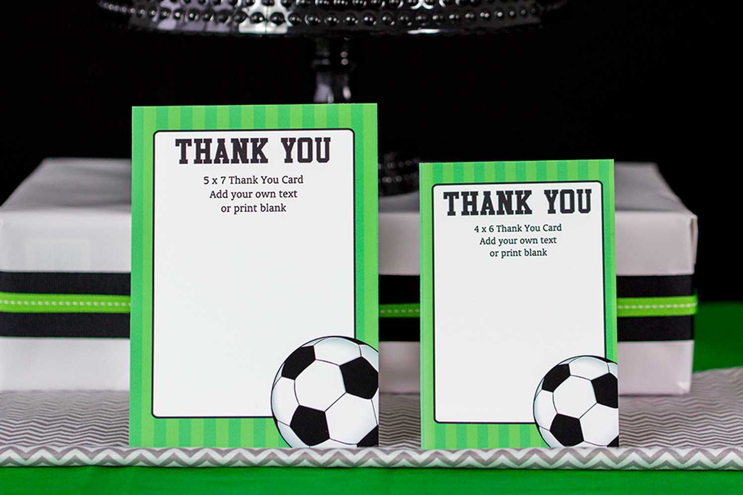 Soccer Party Decorations And Invitation Set – Printable Studio Regarding Soccer Thank You Card Template
