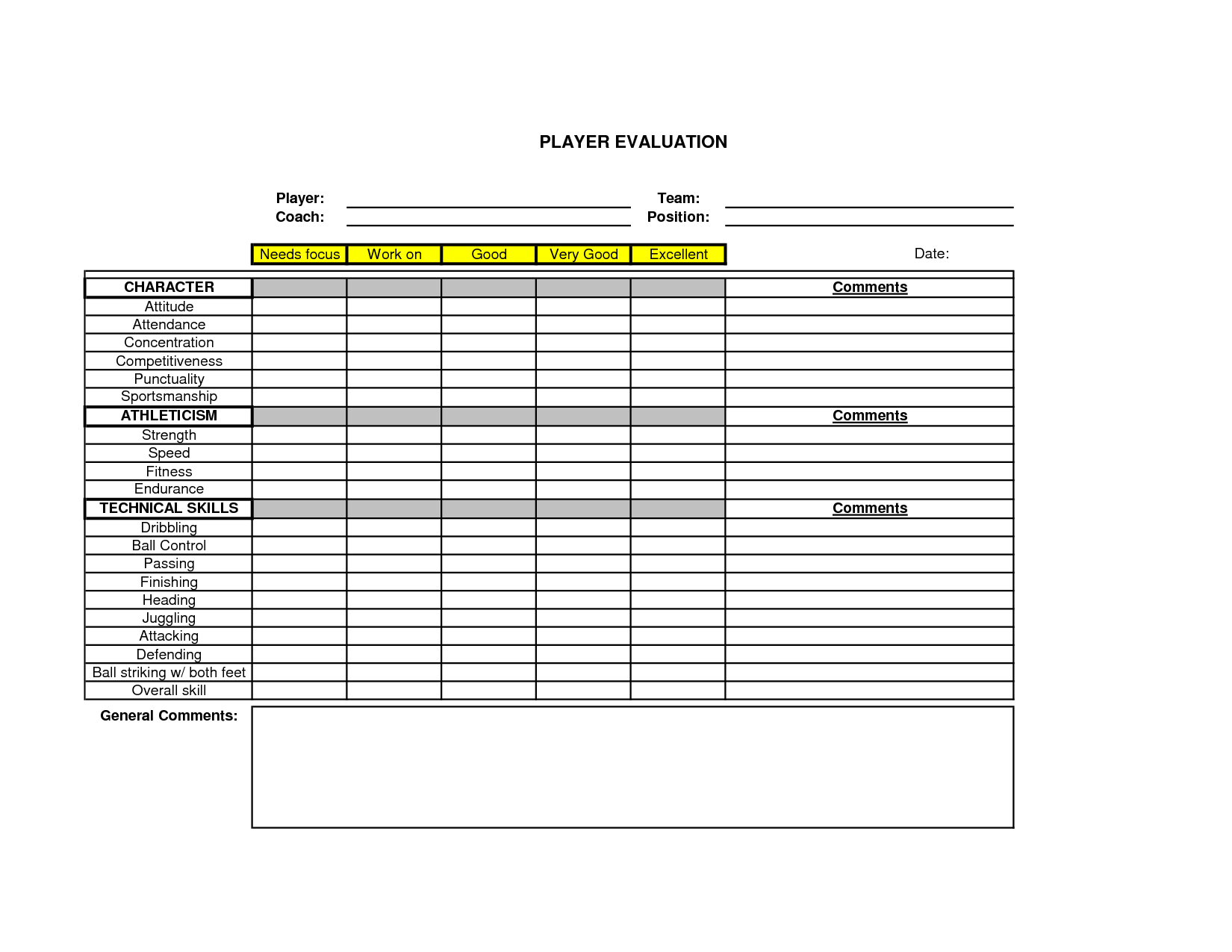 Soccer Player Evaluation Form - Google Search | My Life Of Inside Soccer Report Card Template