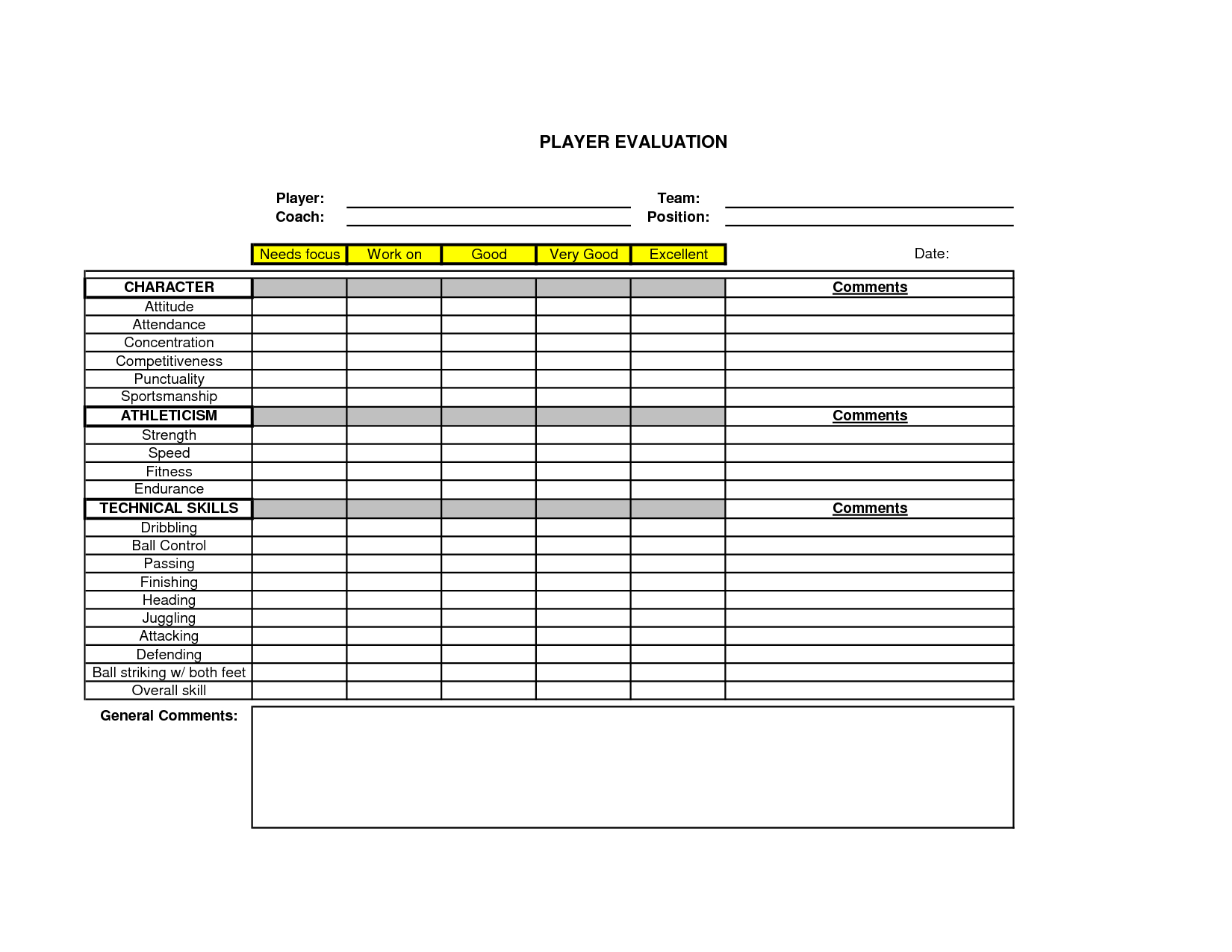 Soccer Player Evaluation Form – Google Search | My Life Of Inside Soccer Report Card Template