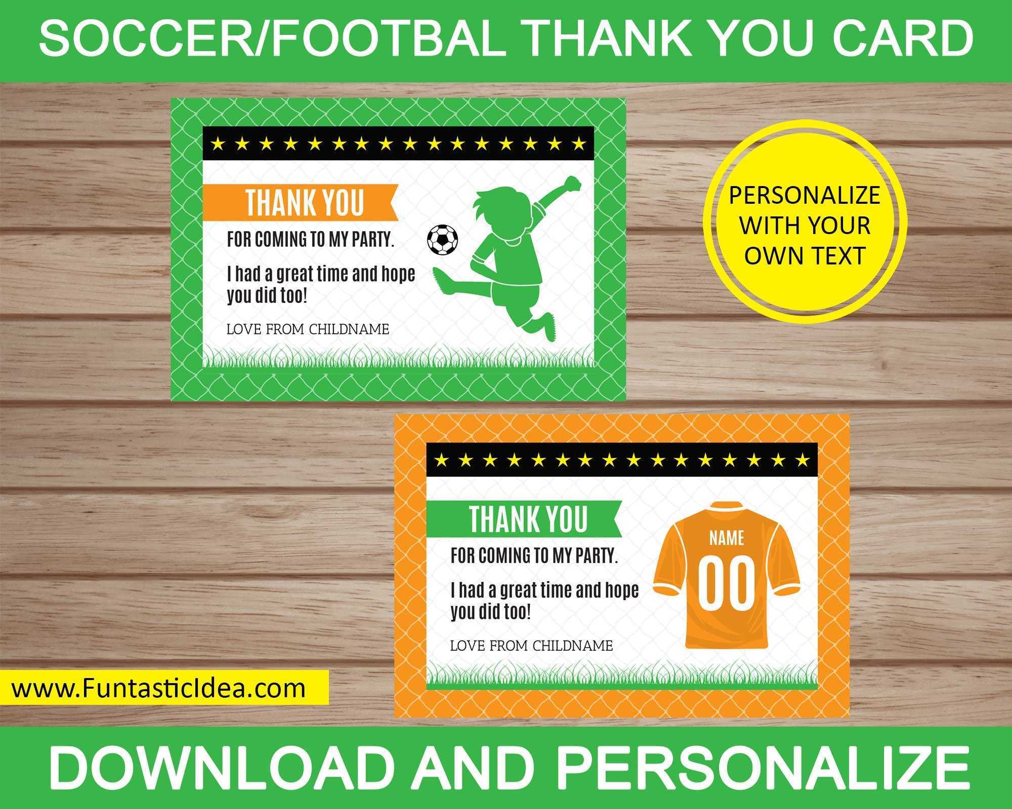 Soccer Thank You Cards, Soccer Thank You Notes, Soccer Thank You Card,  Soccer Birthday Party | Instant Download Pdf Printable For Soccer Thank You Card Template