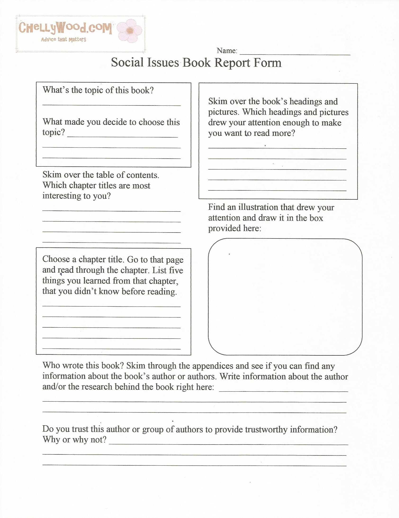 Social Issues Nonfiction Book Report Form–Free Printable For Nonfiction Book Report Template
