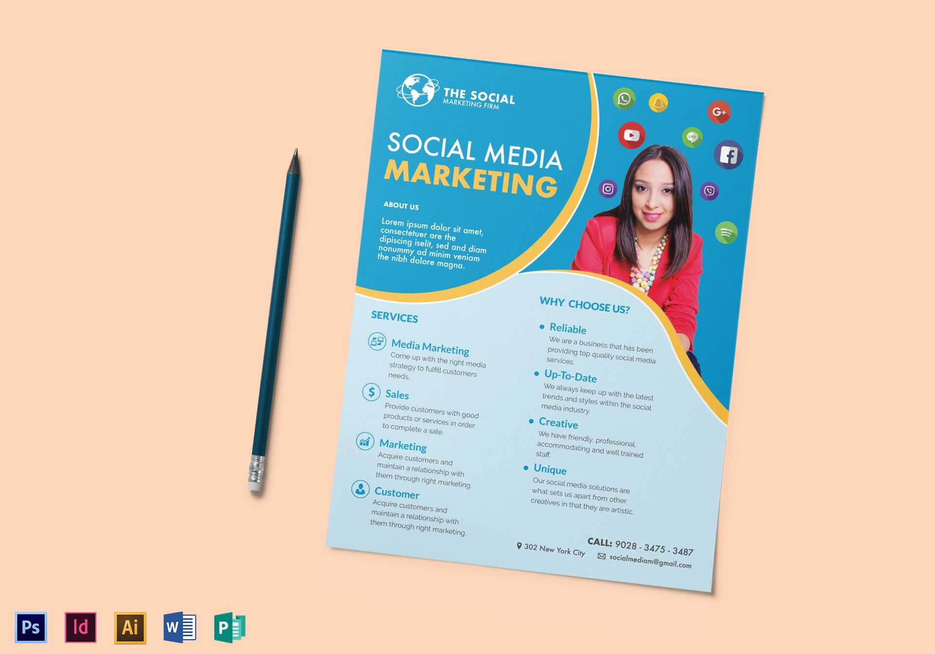 Social Media Marketing Flyer Template With Regard To Social Media Brochure Template