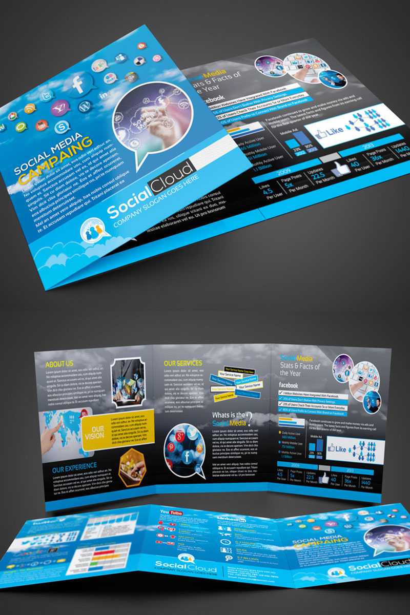 Social Media Tri Fold Brochure Corporate Identity Template Intended For Social Media Brochure Template