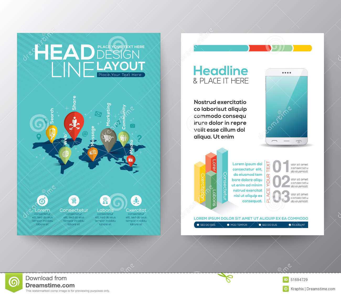 Social Network Concept Brochure Flyer Design Layout Template For Social Media Brochure Template